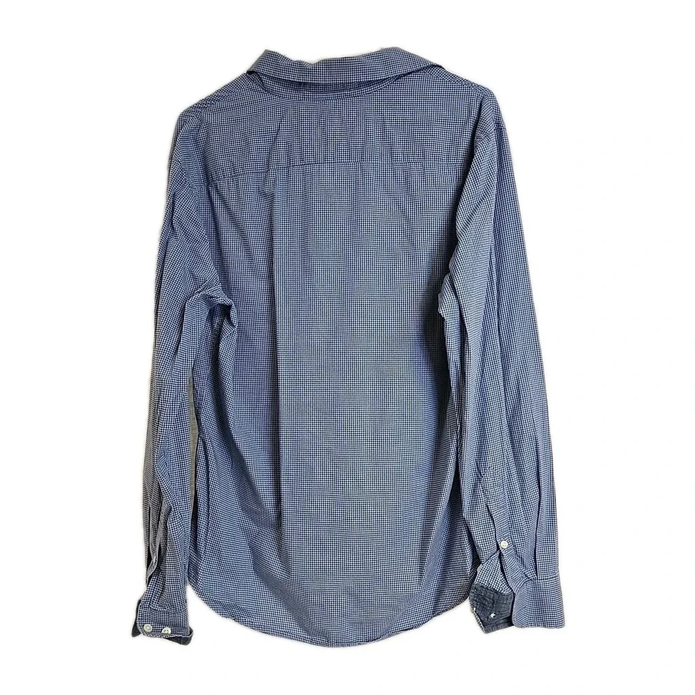Banana Republic Untucked Fit Organic Cotton Button Down Long Sleeve Shirt Blue M